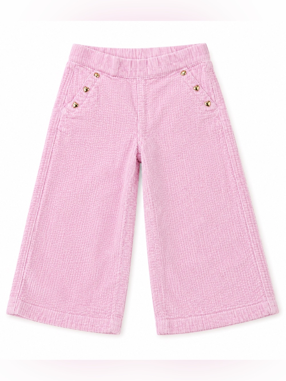 Old Navy Light Pink Wide Leg Corduroy Pants 4T Gold Heart Buttons